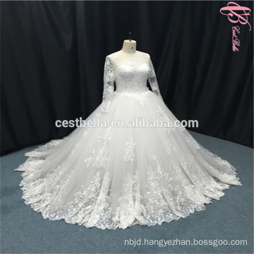 100% Real Photos Long Sleeve Lace Wedding Dress Bridal Ball Gown White Factory Wedding Dress 2017